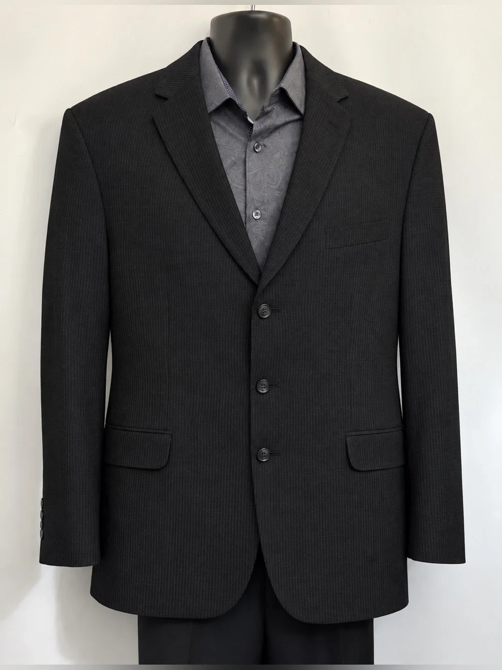 BEN SHERMAN Blazer Jacket Mens 46R 100% Wool Single Textured 3-Buttons Black